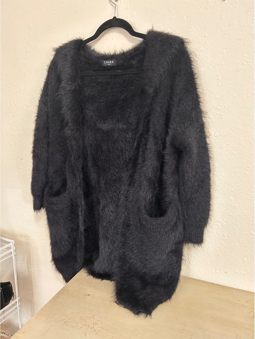 CAARA thick hoodie long sleeve open front langenlook cardigan